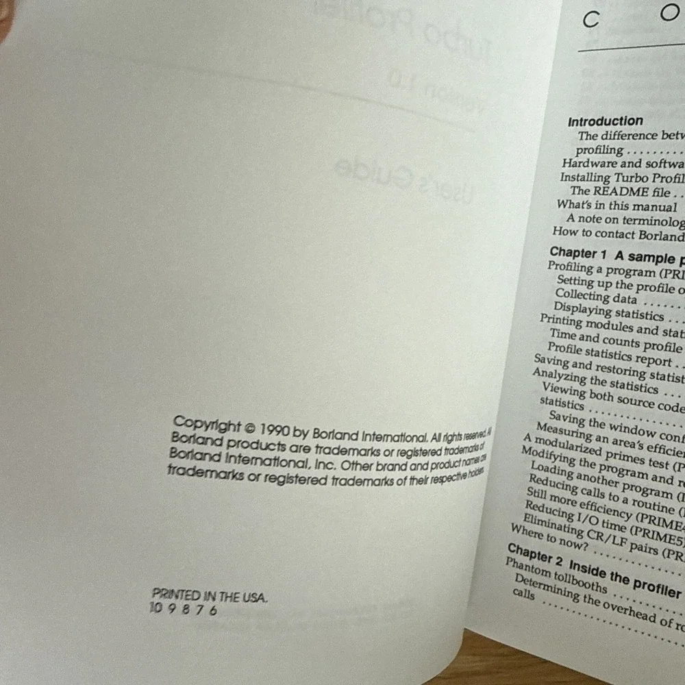 Turbo Profiler Version 1.0 User's Guide by Borland International